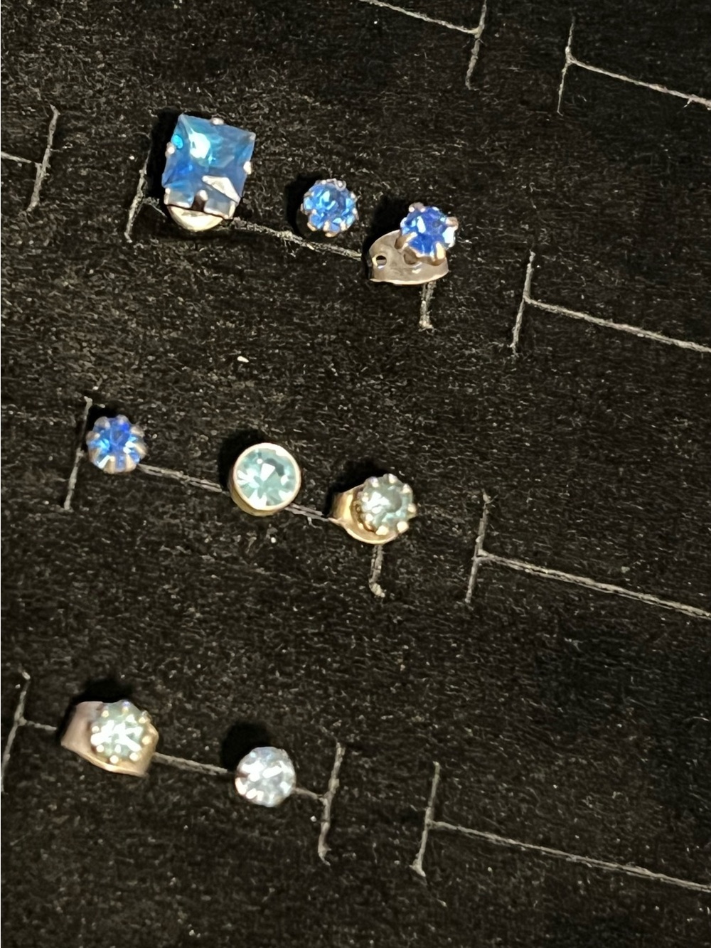 Blue CZ single Stud Earring Lot of 8- Women Jewelry —A6—